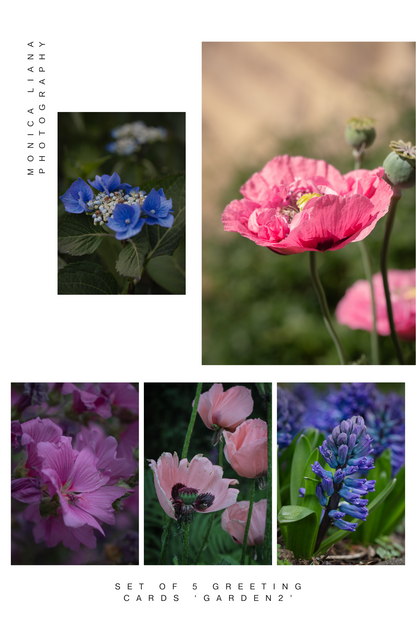 Set of 5 Floral Greeting Cards 'Garden 2'